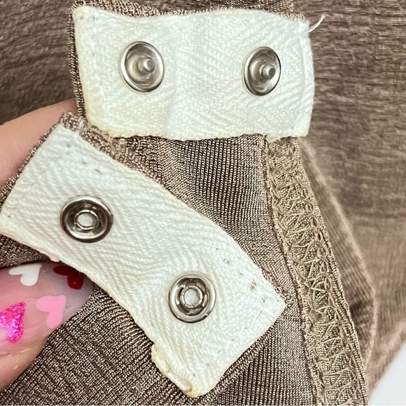 Vintage Oh Yes! Bronze Metallic Mesh Mock Neck Long Sleeve Bodysuit Medium - Picture 6 of 6